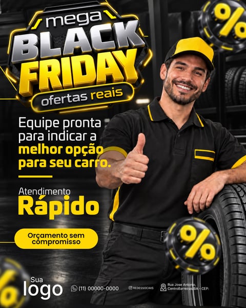 BLACK Black Friday ofertas de pneus de Carros Social Media PSD Editável 5