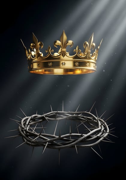 Coroa dourada em cima e em baixo uma coroa de espinhos Cristo Jesus 01