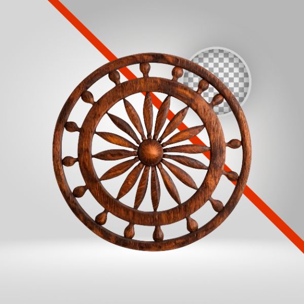 CÍRCULO DE MADEIRA 3D, ORNAMENTO, FLOR, DECORAÇÃO PARA FLYER DE EVENTO, FUNDO TRANSPARENTE, ELEMENTO PNG 3D-IA, ELIPSE