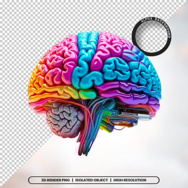 3D RENDER CÉREBRO NEUROCIÊNCIA ELEMENTO ÍCONE PSD PNG