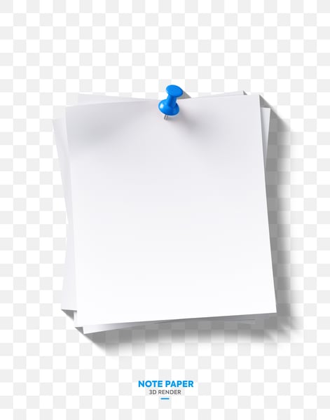 Bloco de Notas Papel Preso com Alfinete Elemento 3D PNG Transparente