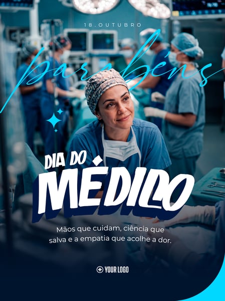 DIA DO MÉDICO HOSPITAL CIRURGIA SOCIAL MEDIA FLYER PSD EDITÁVEL