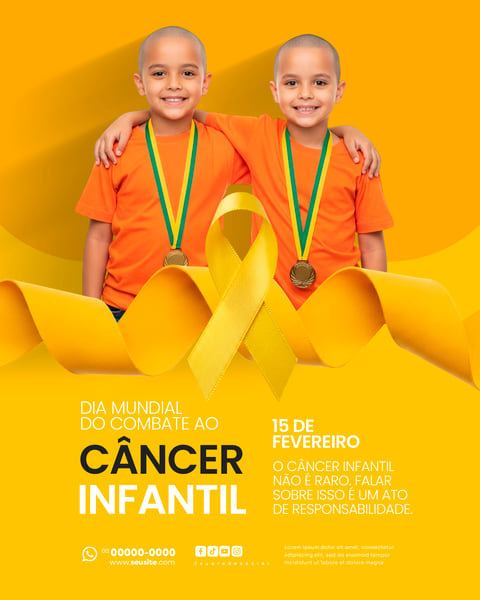 DIA INTERNACIONAL DE COMBATE AO CÂNCER INFANTIL 15 DE FEVEREIRO SOCIAL MEDIA PSD EDITÁVEL 5