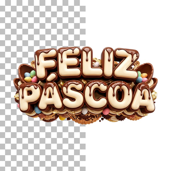 SELO 3D FELIZ PÁSCOA EM PNG