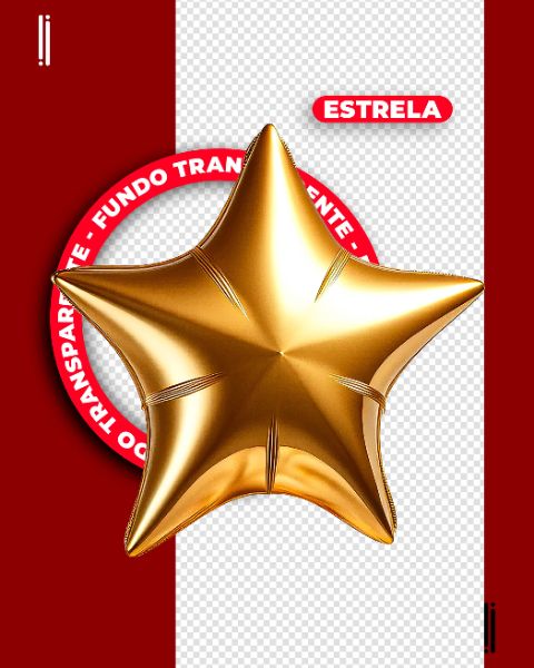 ESTRELA DOURADA 3D | ESTILO BALÃO | IMAGEM SEM FUNDO | PSD EDITÁVEL