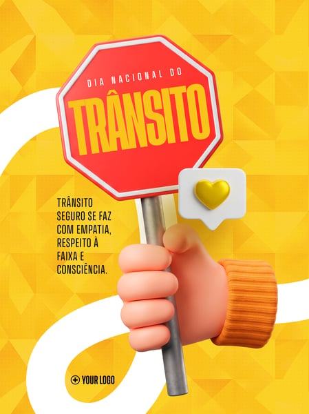 DIA NACIONAL DO TRÂNSITO PLACA DE PARE SOCIAL MEDIA FLYER PSD EDITÁVEL