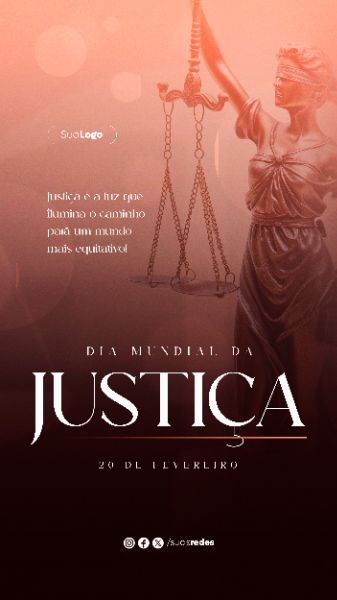 DIA MUNDIAL DA JUSTIÇA 20 DE FEVEREIRO SOCIAL MEDIA POST STORY