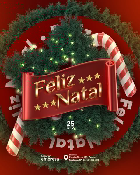 Feliz Natal 25 de Dezembro Social Media PSD Editável
