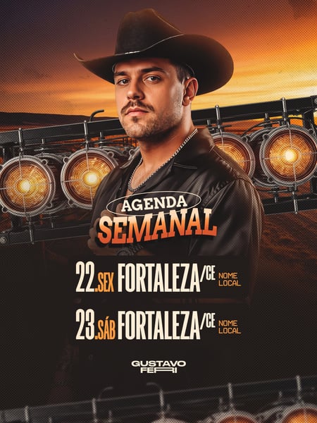 22 AGENDA SEMANAL ARTISTA PRÓXIMOS SHOWS FEED PSD EDITÁVEL