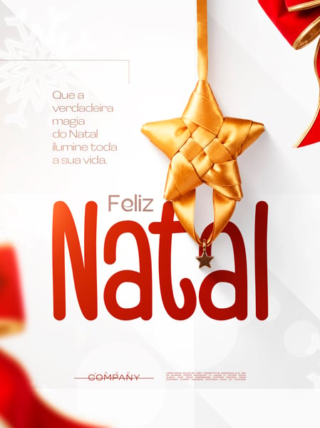 FELIZ NATAL ESTRELA DOURADA ORNAMENTO FESTIVO SOCIAL MEDIA FLYER PSD EDITÁVEL