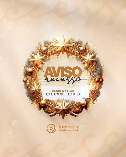 AVISO INFORME HORÁRIO COMUNICADO FELIZ NATAL ANO NOVO SOCIAL MEDIA PSD EDITÁVEL