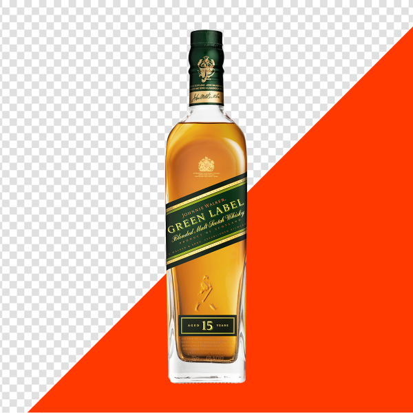 GARRAFA WHISKY GREEN LABEL 15 ANOS PNG TRANSPARENTE SEM FUNDO