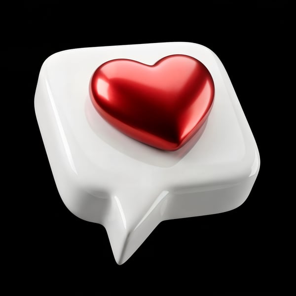 ELEMENTO 3D ICONE BRANCO COM CORAÇÃO VERMELHO 03