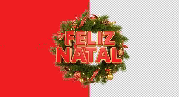 SELO 3D FELIZ NATAL EM 3D GUIRLANDA PNG TRANSPARENTE