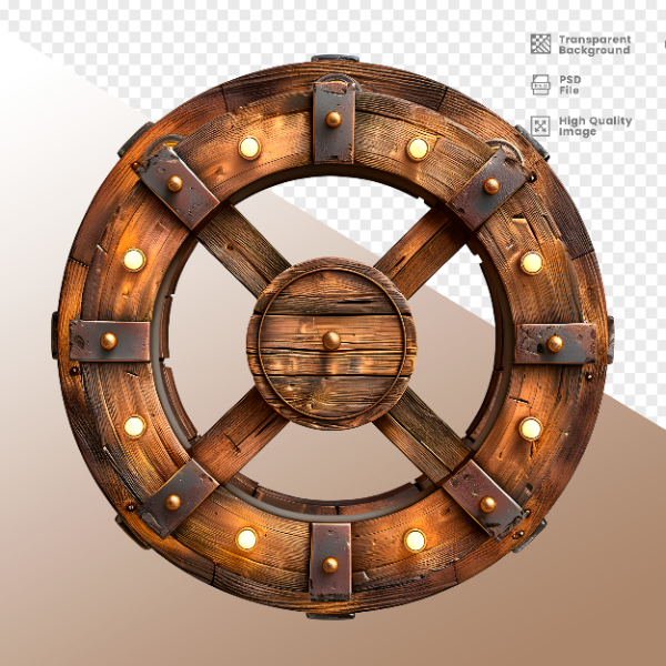 RODA DE MADEIRA COM LUZ - ELEMENTO 3D PARA COMPOSIÇÃO - WOOD