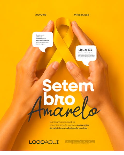 SETEMBRO AMARELO PREVENÇÃO AO SUICÍDIO SOCIAL MEDIA FLYER PSD EDITÁVEL