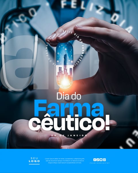DIA DO FARMACÊUTICO 20 DE JANEIRO SOCIAL MEDIA PSD EDITÁVEL 3