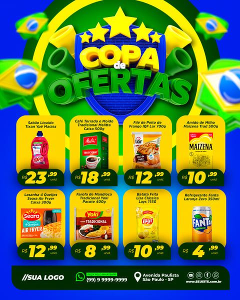 Post Social Media Copa de Ofertas Supermercado PSD Editável