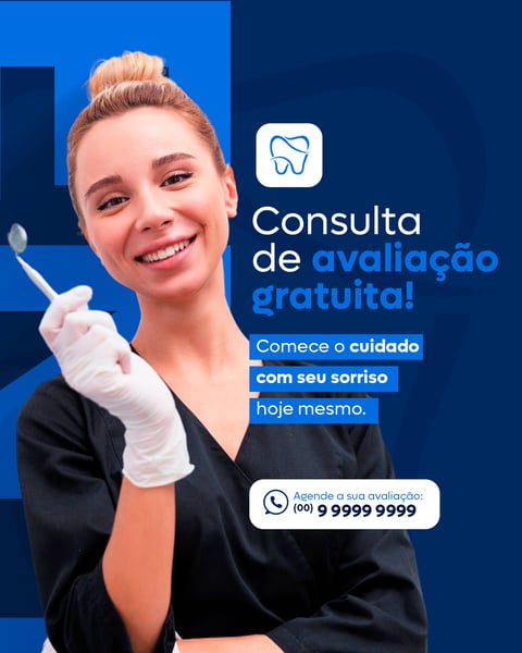DENTISTA AVALIAÇÃO GRATUITA SOCIAL MEDIA FEED PSD EDITÁVEL