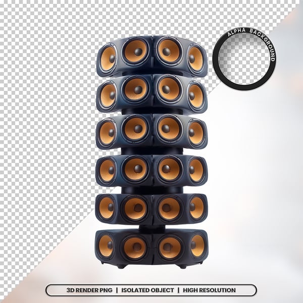 3D RENDER CAIXA DE SOM ELEMENTO ÍCONE PSD PNG