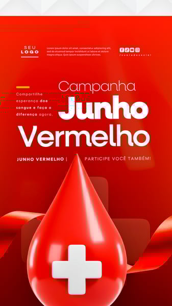 JUNHO VERMELHO CAMPANHA DE DOAÇÃO DE SANGUE CAMPANHA DE SAÚDE SOCIAL MEDIA STORY 2