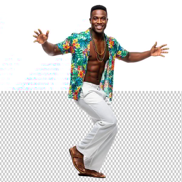 HOMEM FELIZ COM ROUPA DE CARNAVAL EM PNG