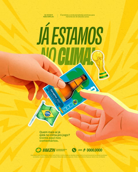 Copa do Mundo 2026 Bar Restaurante No Clima Figurinha Cerveja Social Media PSD Editável
