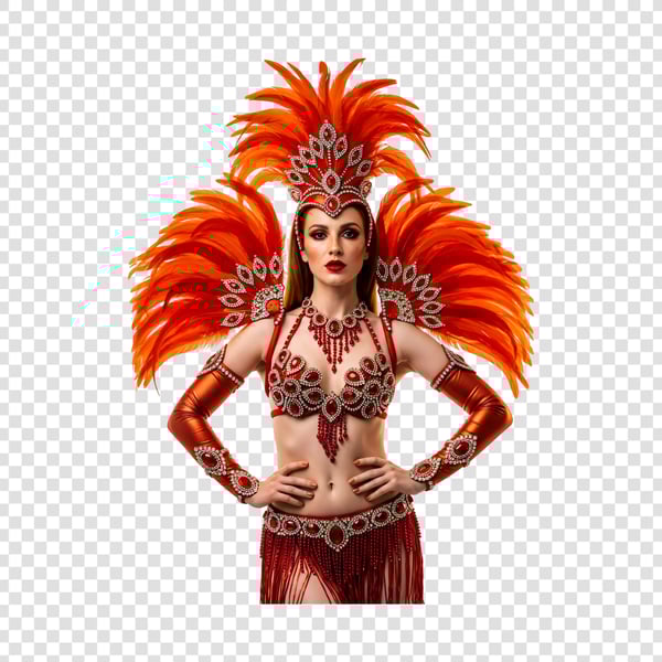 MULHER RUIVA BONITA COM FANTASIA DO CARNAVAL VERMELHA 2