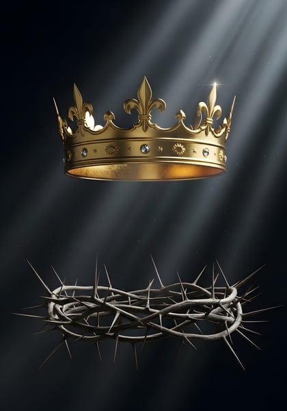 Coroa dourada em cima e em baixo uma coroa de espinhos Cristo Jesus 04