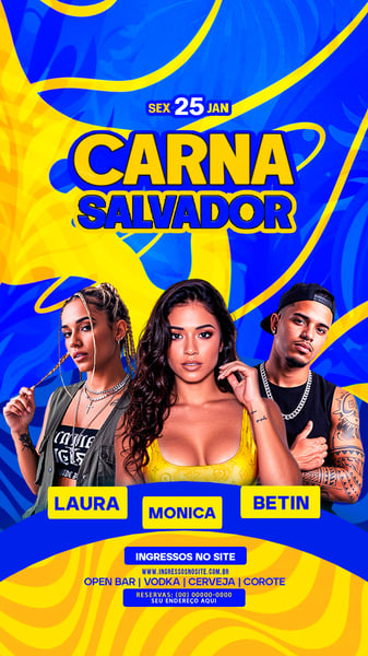 FLYER PARA FESTAS E EVENTOS TEMA CARNA SALVADOR STORY
