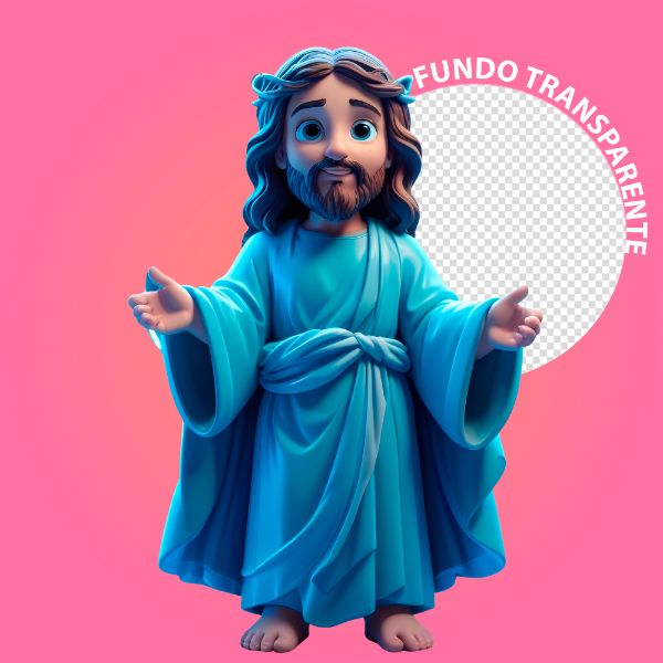 PERSONAGEM 3D DE JESUS CRISTO COM FUNDO TRANSPARENTE