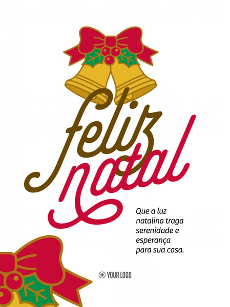 FELIZ NATAL SINOS E LAÇOS VERMELHOS SOCIAL MEDIA FLYER PSD EDITÁVEL