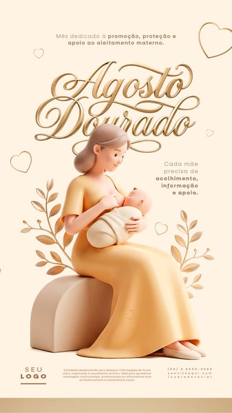 AGOSTO DOURADO MÊS DEDICADO À PROMOÇÃO PROTEÇÃO E APOIO AO ALEITAMENTO MATERNO STORY SOCIAL MEDIA PSD EDITÁVEL 4