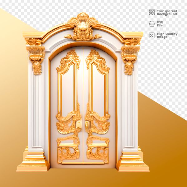 ELEMENTO 3D PORTA DOURADO E BRANCA
