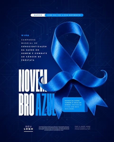 NOVEMBRO AZUL CAMPANHA MUNDIAL DE CONSCIENTIZAÇÃO DA SAÚDE DO HOMEM E COMBATE AO CÂNCER DE PRÓSTATA SOCIAL MEDIA PSD EDITÁVEL 5