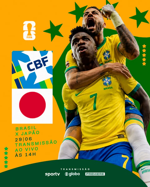 BRASIL X JAPÃO TRANSMISSÃO COPA DO MUNDO SELEÇÃO PSD EDITÁVEL