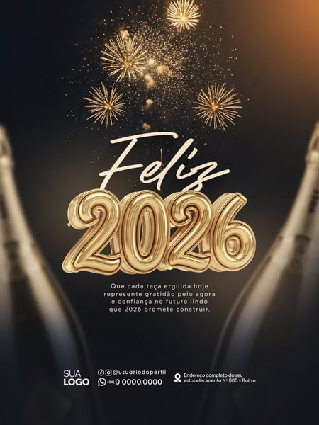 POST FEED FELIZ ANO NOVO 2026 SOCIAL MEDIA PSD EDITÁVEL 8