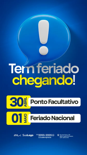 COMUNICADO DE HORÁRIO ESPECIAL DE FUNCIONAMENTO SOCIAL MEDIA PSD EDITÁVEL 5 STORY