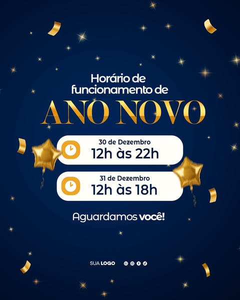 HORÁRIO DE FUNCIONAMENTO ANO NOVO REVEILLON 2026