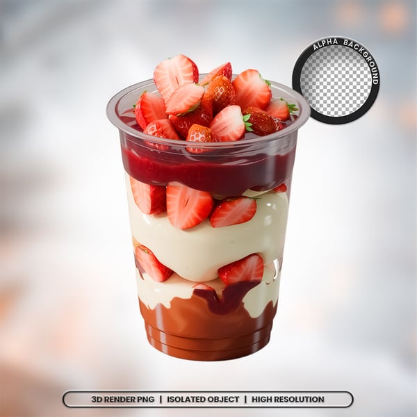 3D RENDER COPO AÇAÍ ELEMENTO ÍCONE PSD PNG 4