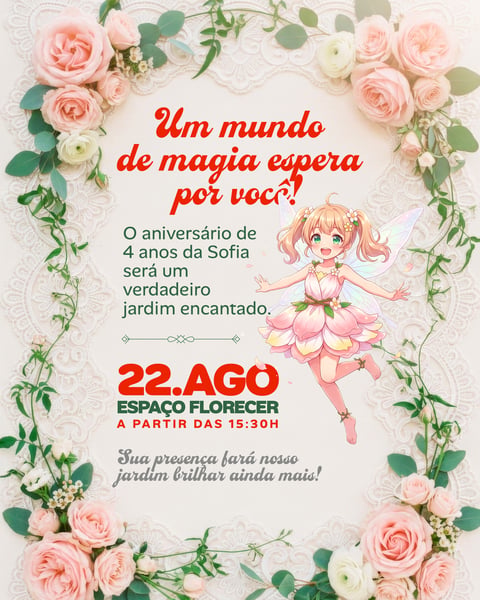 CONVITE ANIVERSÁRIO JARDIM ENCANTADO PSD EDITÁVEL