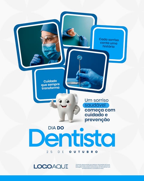 DIA DO DENTISTA AZUL E BRANCO SOCIAL MEDIA FLYER PSD EDITÁVEL