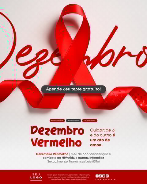 DEZEMBRO VERMELHO MÊS DE LUTA CONTRA A AIDS HIV E OUTRAS IST SOCIAL MEDIA PSD EDITÁVEL 5