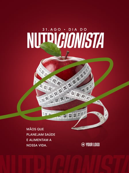 DIA DO NUTRICIONISTA 31 DE AGOSTO SOCIAL MEDIA FLYER PSD EDITÁVEL