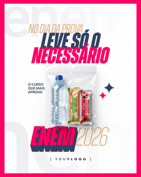 POST DE DICAS E KIT PARA O DIA DA PROVA DO ENEM PSD EDITÁVEL
