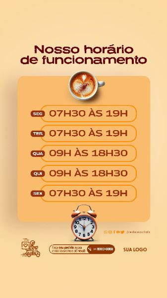 STORY - CAFETERIA - HORÁRIO DE FUNCIONAMENTO