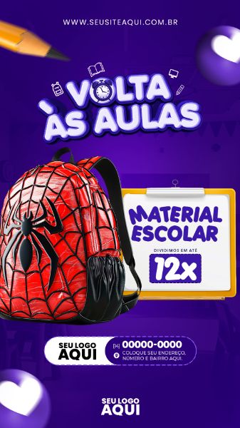 STORY | VOLTA ÀS AULAS | MATRÍCULAS ABERTAS | ESCOLA | PSD EDITÁVEL