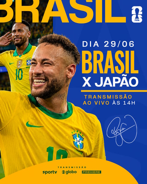NEYMAR BRASIL X JAPÃO COPA DO MUNDO PSD EDITÁVEL