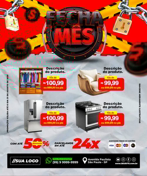 ENCARTE FECHA MÊS PRODUTOS EDITÁVEL