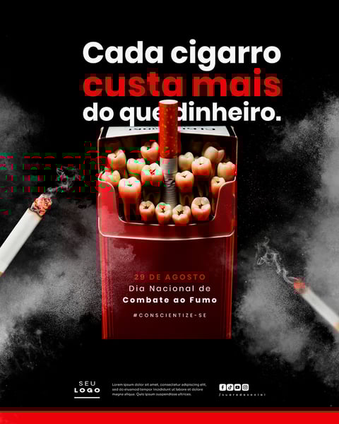DIA NACIONAL DE COMBATE AO FUMO 29 DE AGOSTO SOCIAL MEDIA PSD EDITÁVEL 2